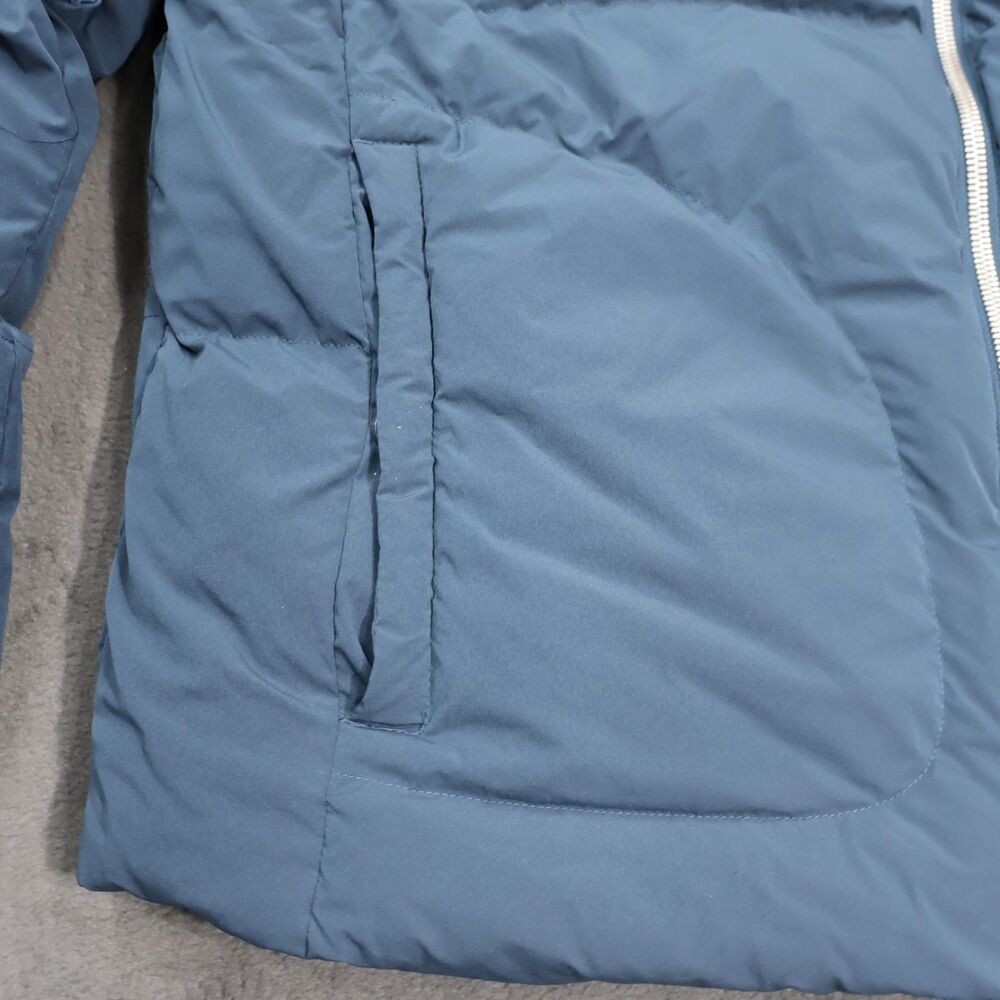 Zara Mens Puffer Bomber Jacket XL Blue Sherpa Lined Collar Full Zip Coat - Picture 4 of 16